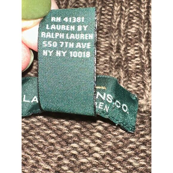 Lauren Ralph Lauren Knit Cardigan Button up Elbow Patches Pockets Brown M - Picture 6 of 11